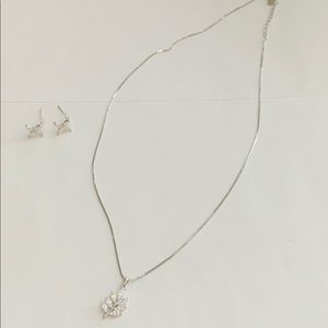 Brand New Sterling Silver Necklace with Earrings Set